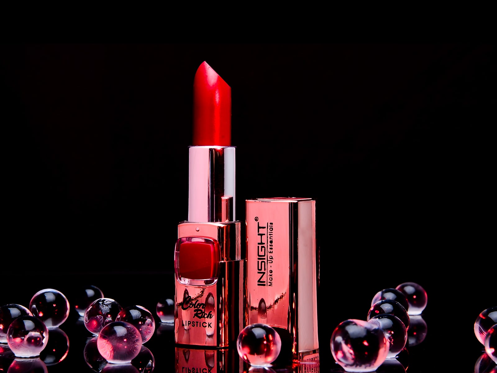 Glossy lipstick from Insight showcased for Mumbai product photography